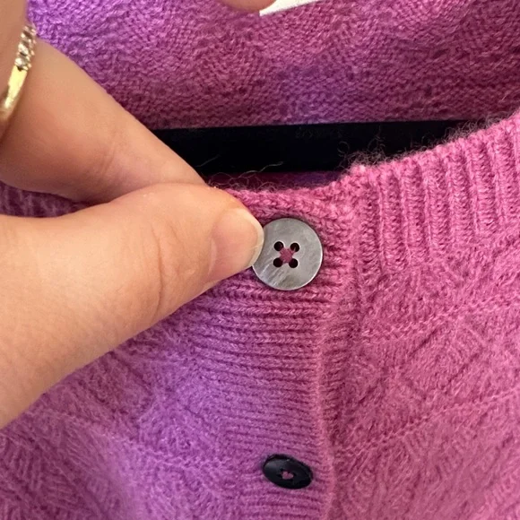 Garnet Hill Cashmere Purple Knit Cardigan sz medium - Picture 3 of 8